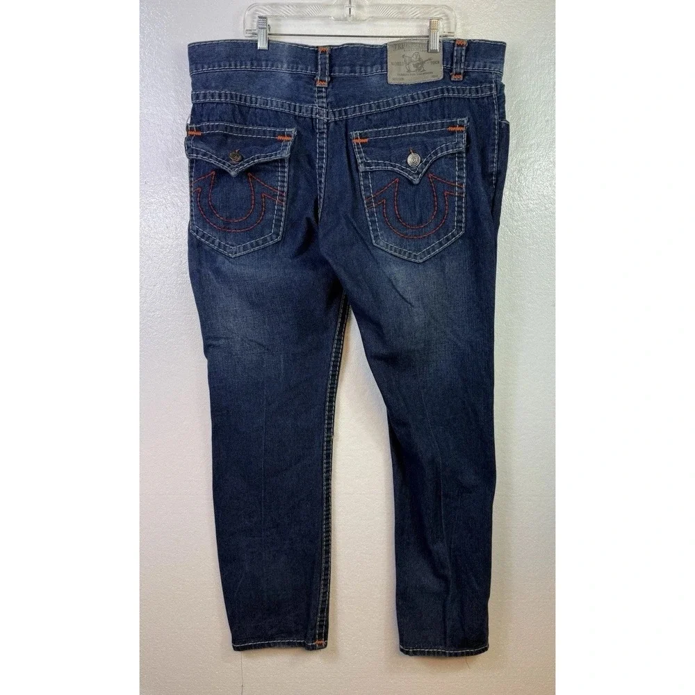 Vtg True Religion World Tour Jeans Mens 42x32 Embroidered Patch USA‎ Grunge Hip